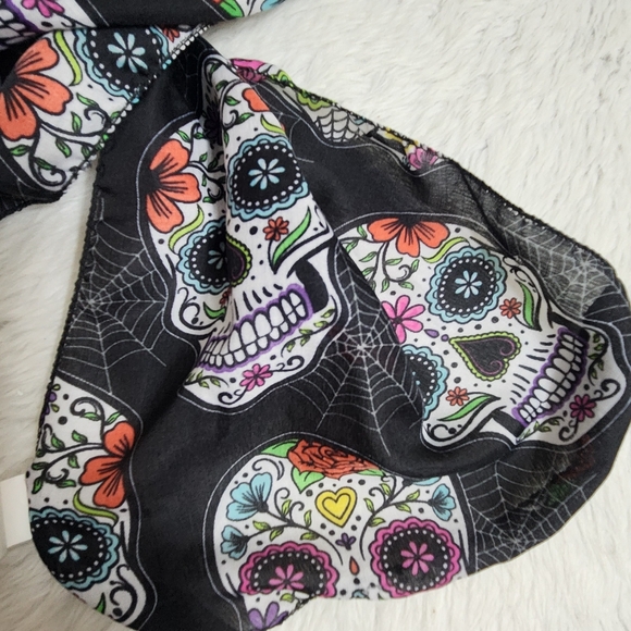 Skull and Spider Web Print Polyester Scarf - Picture 7 of 8
